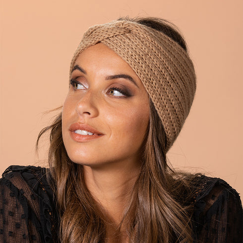 Bandeau cheveux torsadé en laine côtelée modèle Masha